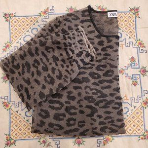 zara cheetah print see-through top